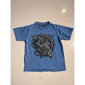 Urban Up Pipeline Kids Blue Graphic Tee Motocross Dragon Short Sleeve